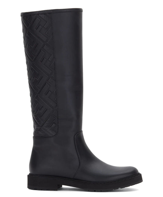 FF Embossed Leather Knee-high Boots