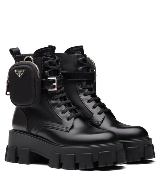 Brushed Rois Leather And Nylon Monolith Boots
