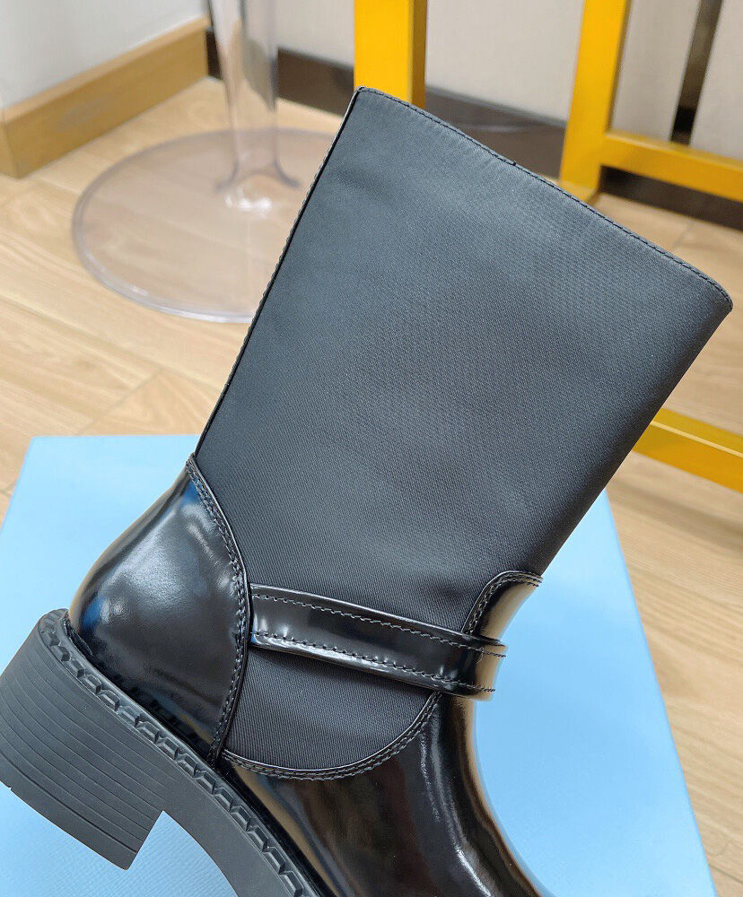 Re-Nylon And Leather Ankle Boots