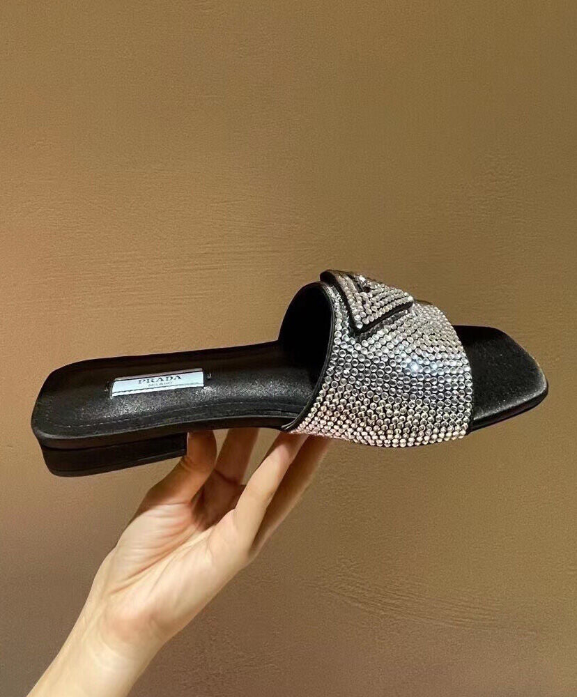 Satin Slides With Crystals - MarKat store