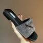 Satin Slides With Crystals - MarKat store