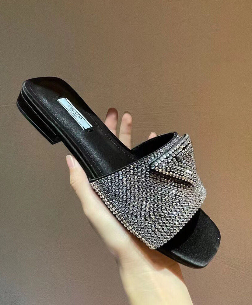 Satin Slides With Crystals - MarKat store