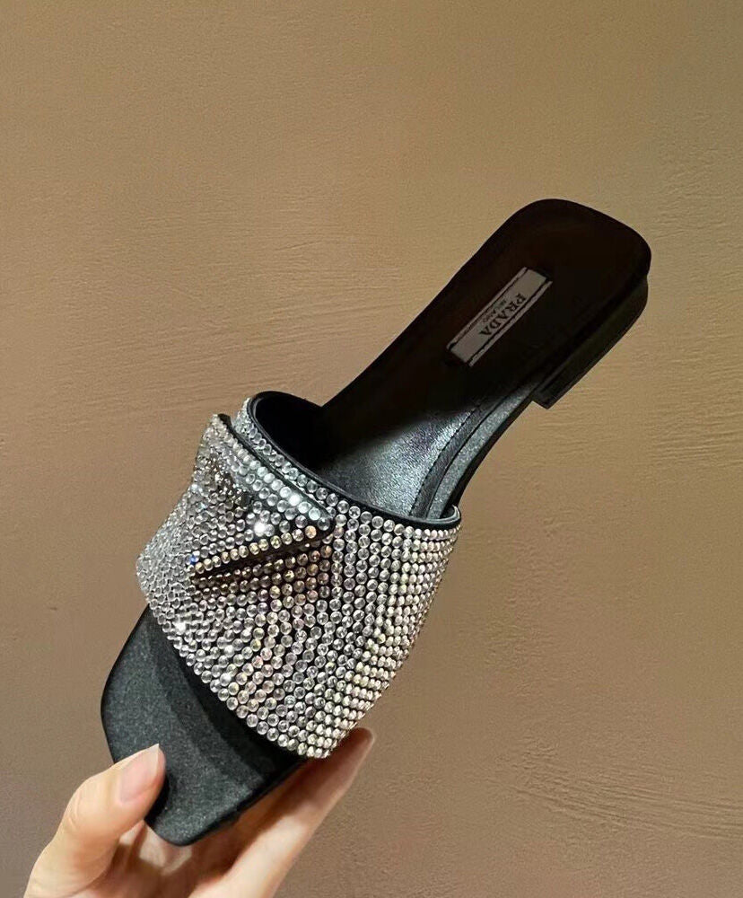 Satin Slides With Crystals - MarKat store