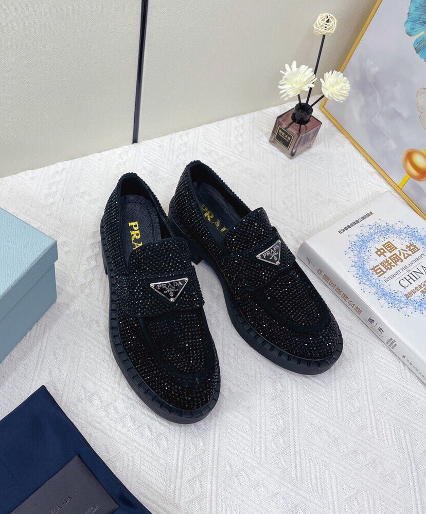 Chocolate Satin Loafers With Crystals - MarKat store