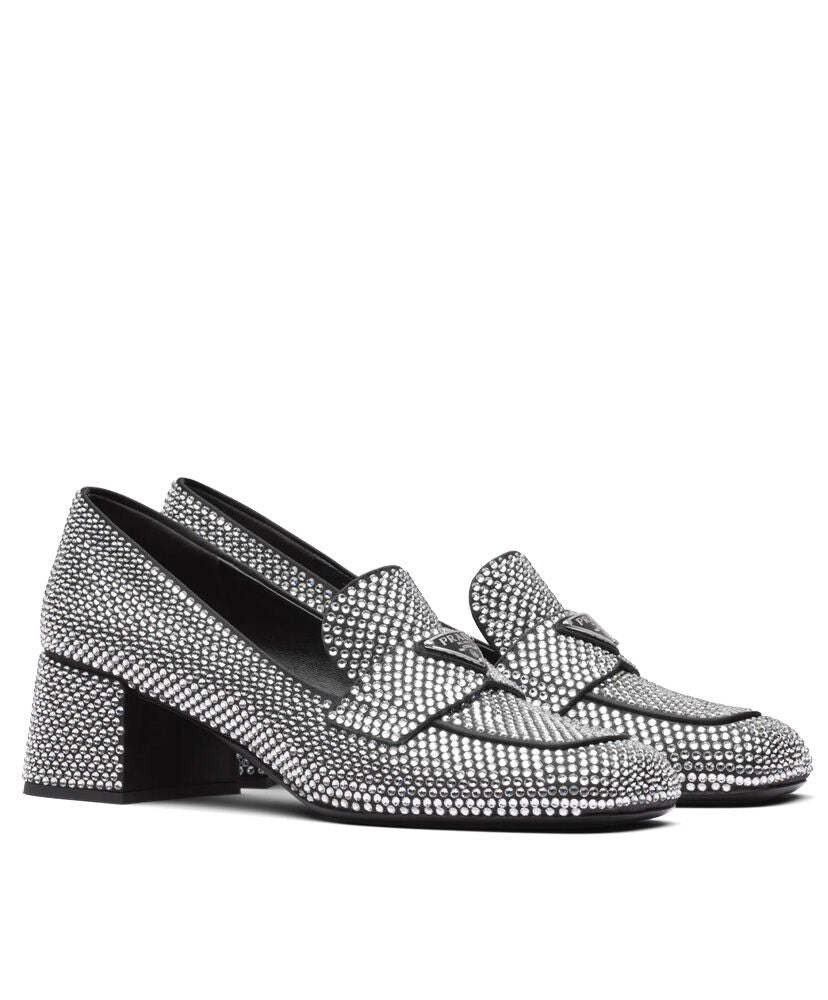 Satin Loafers With Crystals - MarKat store