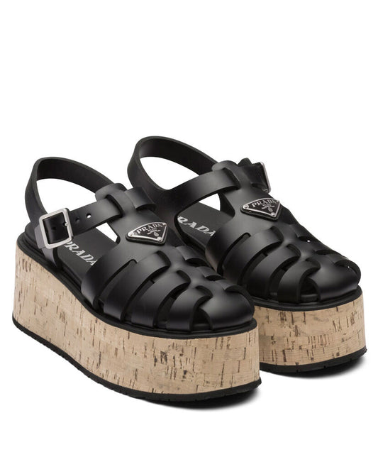 Rubber Wedge Platform Sandals