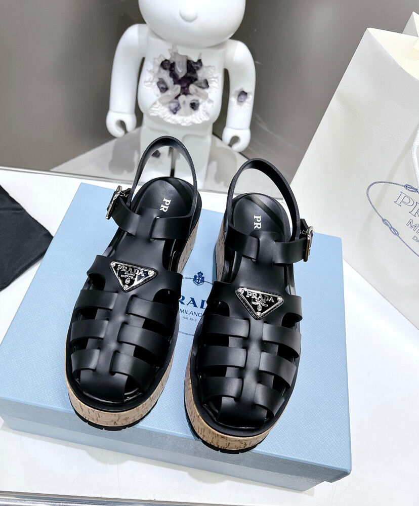 Rubber Wedge Platform Sandals