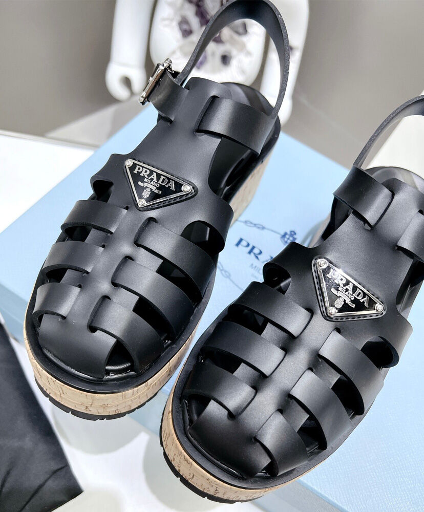 Rubber Wedge Platform Sandals