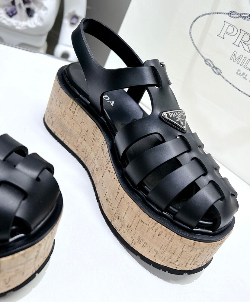 Rubber Wedge Platform Sandals