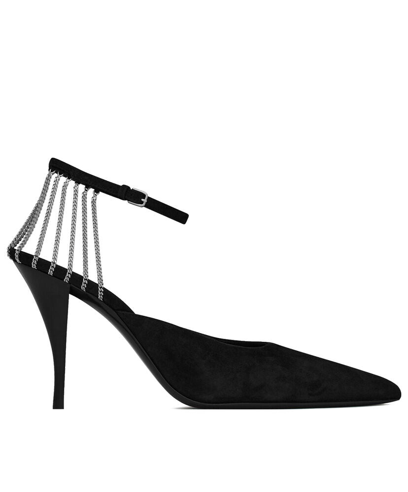 Sling Chain-trimmed Suede Pumps - MarKat store