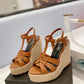 Tribute Leather Wedge Espadrille Sandals