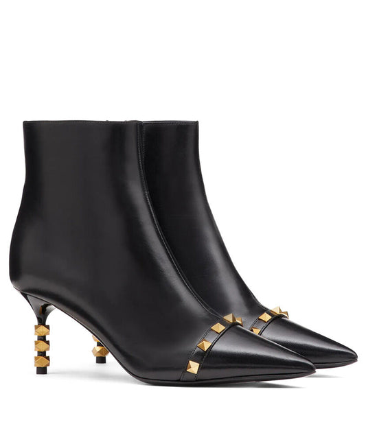 Rockstud Kidskin Ankle Boot With Sculpted Heel 70 MM