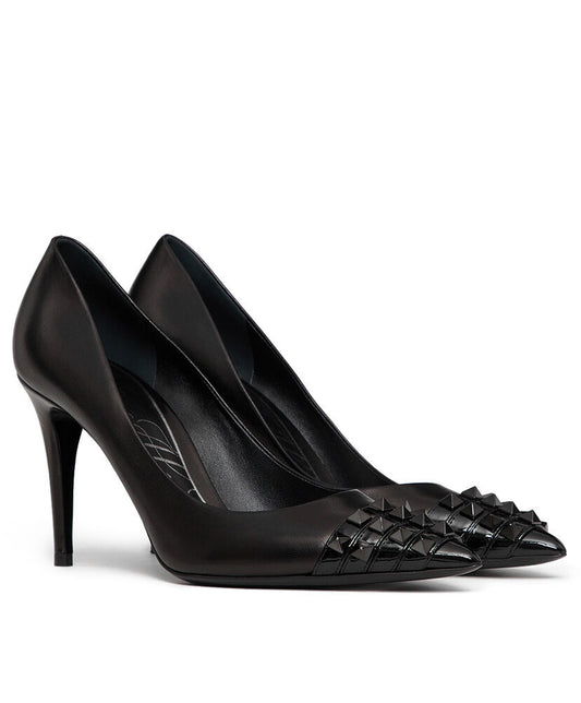 Rockstud Alcove Pump In Kidskin And Patent Leather 90 MM - MarKat store