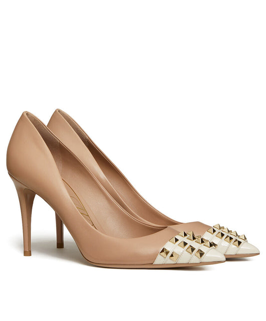 Rockstud Alcove Pump In Kidskin And Patent Leather 90 MM - MarKat store