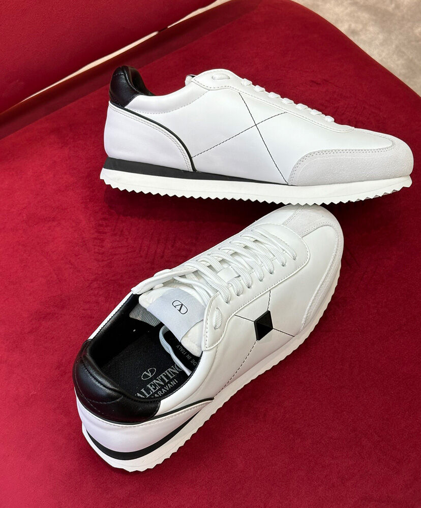 Stud Around Low-top Calfskin And Nappa Leather Sneaker